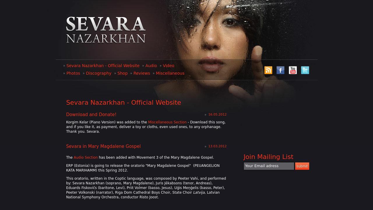 Официальный сайт певицы Севары Назархан
