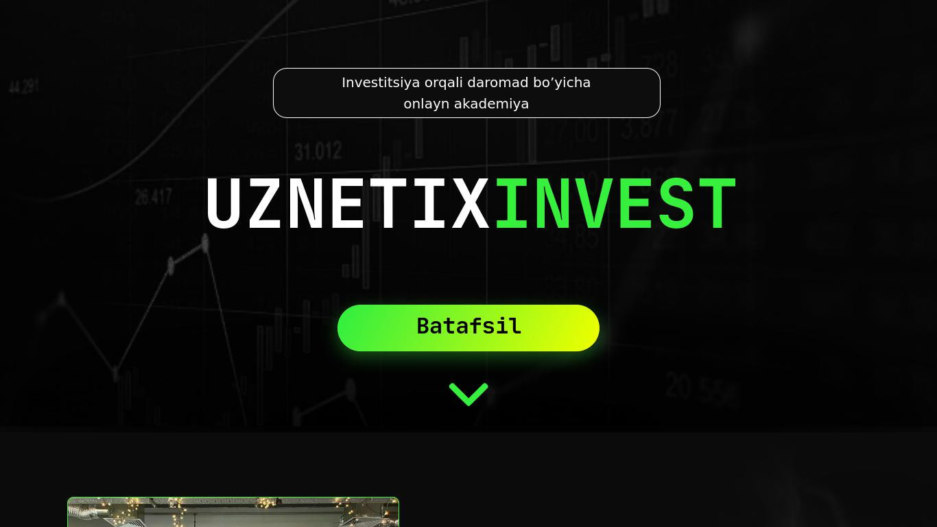 Uznetix-Инвестиция буйича курс